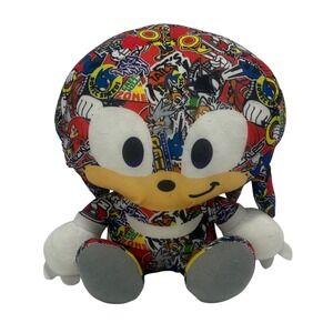 Sonic Headgehog Plush Toy Factory 9-10" Big Head Graffiti Paint Read